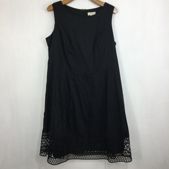 AppleSeeds Womens Sleeveless Lace Trim Hem Cotton Dress Black Plus Size 16W - Picture 11 of 11